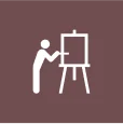 A person is painting on an easel