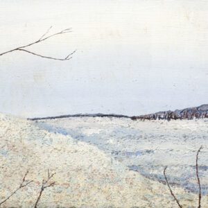 A painting of the beach and shore line