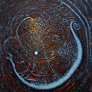 A painting of an octopus in the water