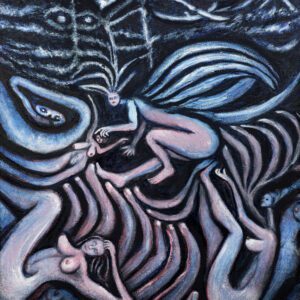 A painting of people in the water