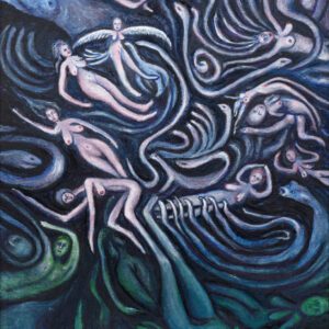 A painting of people in the water